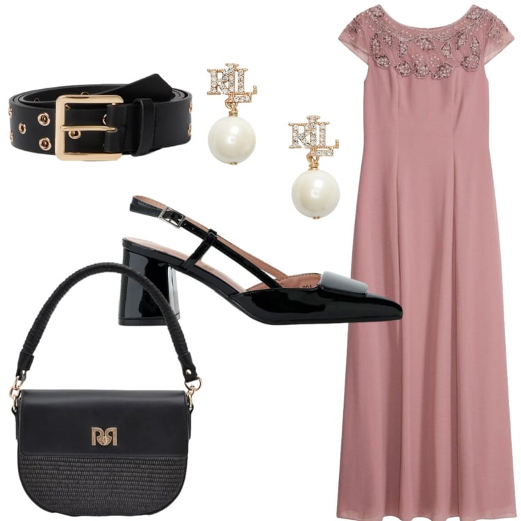 Outfit donna - Cerimonia. Stile Chic per Cerimonia. Abbinamento con vestiti lunghi, décolleté, borse a spalla, cinture, orecchini.