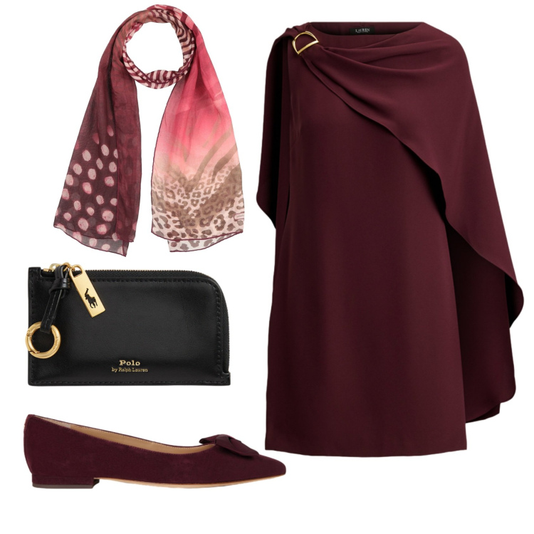 Outfit donna - Total look #2423887. Stile Bon Ton per Serata fuori. Abbinamento con sciarpe, portafogli, vestiti, ballerine.