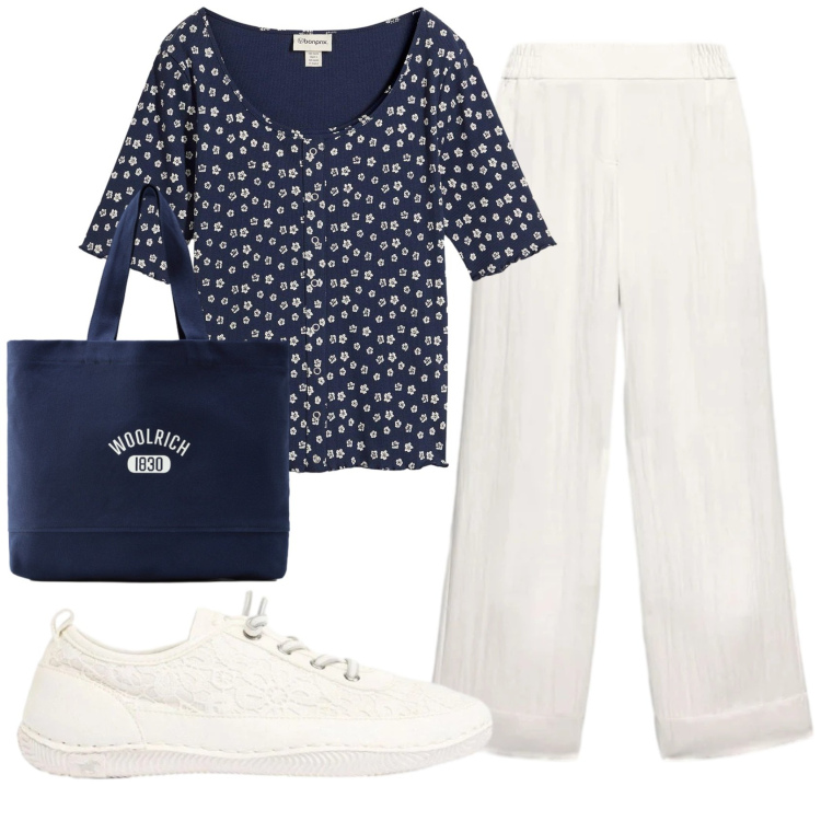 Outfit donna - Total look #2423906. Stile Bon Ton per Ufficio. Abbinamento con maglieria, sneakers, pantaloni, borse tote.