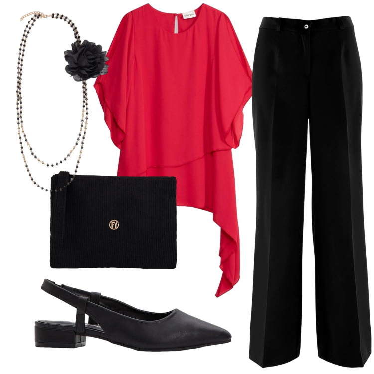 Outfit donna - Total look #2423964. Stile Bon Ton per Serata fuori. Abbinamento con bluse, pantaloni, décolleté, pochette, collane.