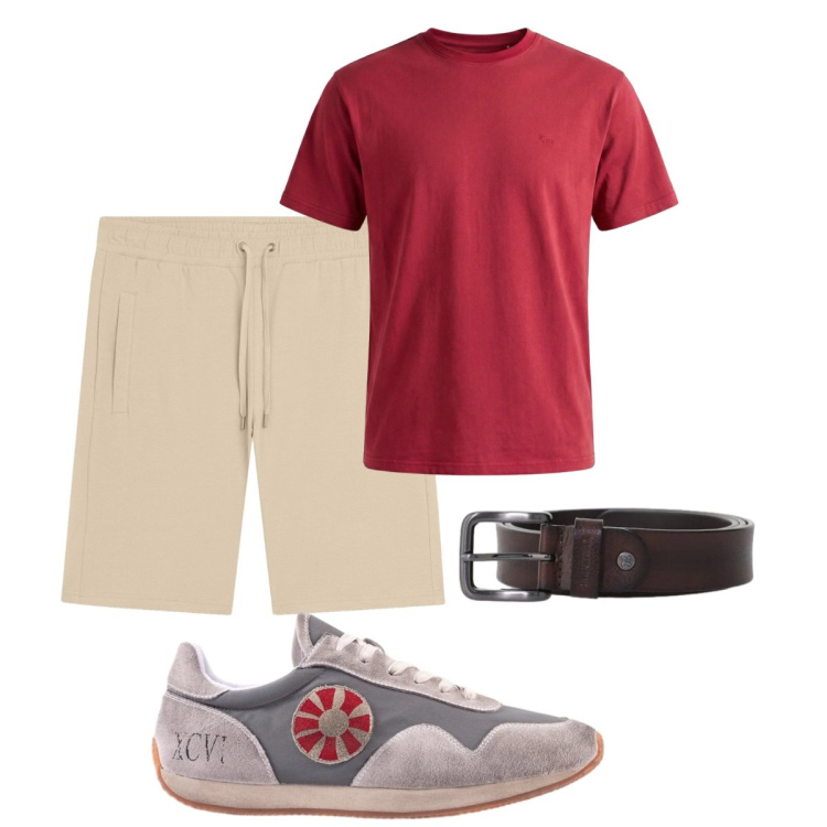 Outfit uomo - Total look #2423997. Stile Trendy per Tutti i giorni. Abbinamento con t-shirt, pantaloni corti, sneakers, cinture.