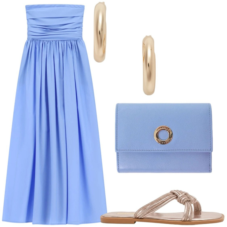 Outfit donna - Semplice eleganza con Imperial. Stile Chic per Serata fuori. Abbinamento con portafogli, vestiti midi/longuette, sandali, orecchini.