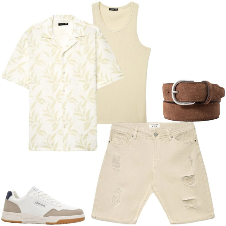 Outfit uomo - Total look #2424117. Stile Casual per Tutti i giorni. Abbinamento con sneakers, bermuda, camicie a manica corta, canottiere, cinture.