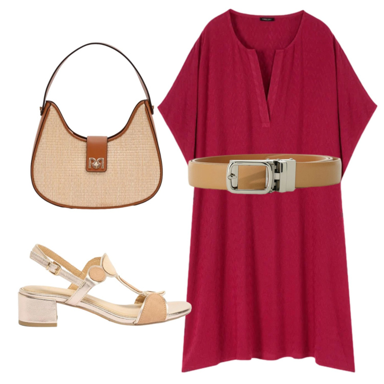 Outfit donna - Aperitivo d’estate. Stile Bon Ton per Tutti i giorni. Abbinamento con sandali col tacco, cinture, borse a spalla, caftani.