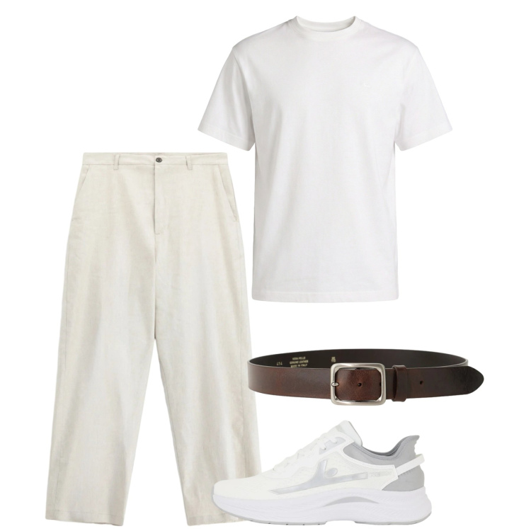 Outfit uomo - Giugno. Stile Casual per Tutti i giorni. Abbinamento con t-shirt, sneakers, pantaloni, cinture.