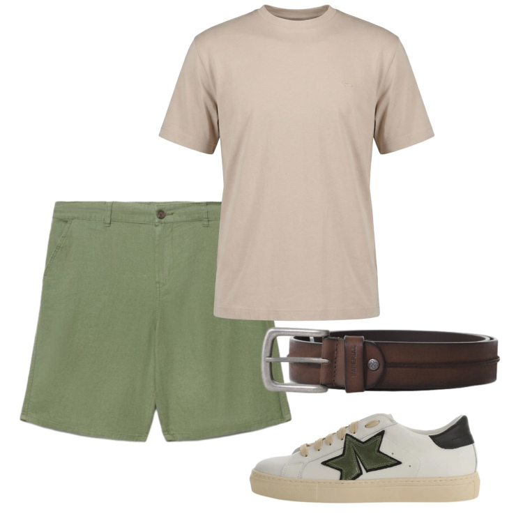 Outfit uomo - Giugno. Stile Casual per Tutti i giorni. Abbinamento con t-shirt, shorts, sneakers, cinture.