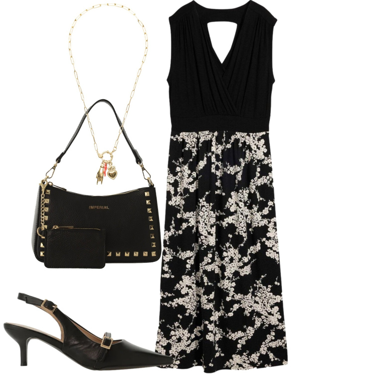Outfit donna - Giugno. Stile Urban per Tutti i giorni. Abbinamento con vestiti, sandali col tacco, borse a spalla, ciondoli.