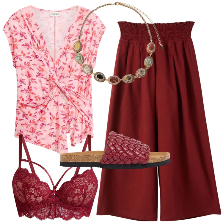 Outfit donna - Total look #2424190. Stile Casual per Tutti i giorni. Abbinamento con reggiseni, top, ciabatte, pantaloni culotte, collane.