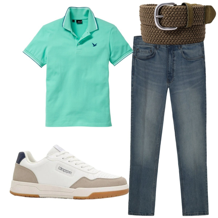 Outfit uomo - Total look #2424237. Stile Casual per Tutti i giorni. Abbinamento con polo, sneakers, jeans, cinture.