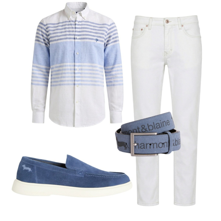 Outfit uomo - Total look #2424244. Stile Trendy per Tutti i giorni. Abbinamento con jeans, cinture, camicie, scarpe stringate.