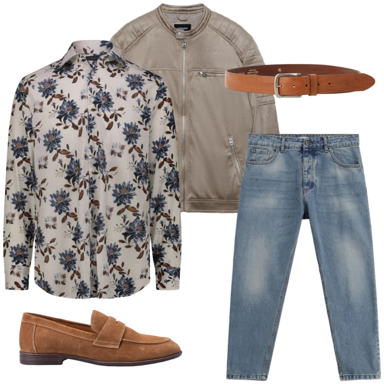 Outfit uomo - Total look #2424245. Stile Urban per Tutti i giorni. Abbinamento con giacche, scarpe stringate, camicie, jeans, cinture.