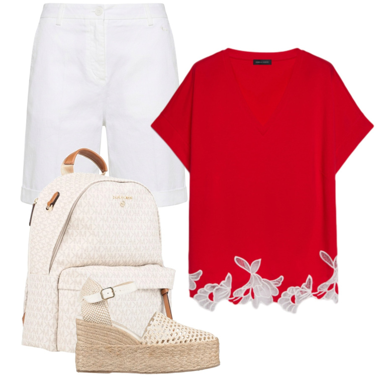 Outfit donna - Total look #2424269. Stile Casual chic per Tutti i giorni. Abbinamento con zaini, espadrillas, bermuda, t-shirt.