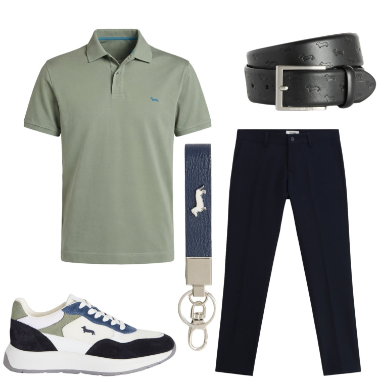 Outfit uomo - Total look #2424288. Stile Casual per Ufficio. Abbinamento con sneakers, polo, cinture, portachiavi, pantaloni.