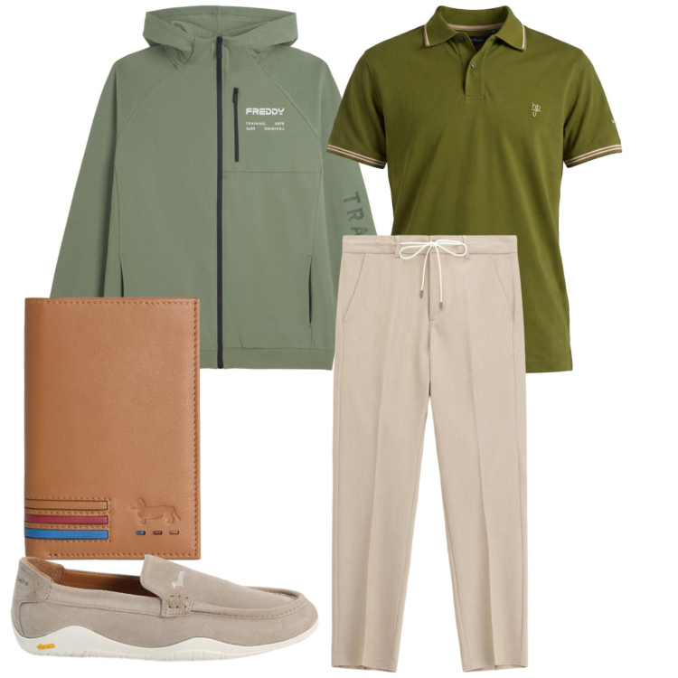 Outfit uomo - Total look #2424289. Stile Casual per Tutti i giorni. Abbinamento con portafogli, polo, scarpe stringate, felpe con cappuccio, pantaloni.