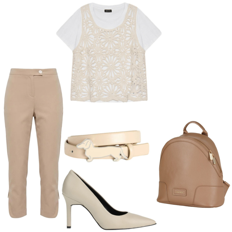 Outfit donna - Total look #2424338. Stile Minimal per Ufficio. Abbinamento con décolleté, zaini, cinture, pantaloni, t-shirt.