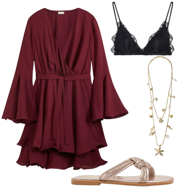Outfit donna - Total look #2424370. Stile Chic per Serata fuori. Abbinamento con vestiti, reggiseni, collane, sandali.