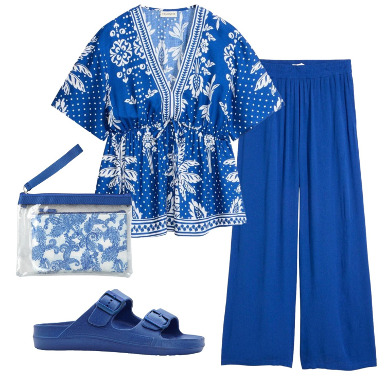 Outfit donna - Total look #2424387. Stile Etnico per Tutti i giorni. Abbinamento con ciabatte, pantaloni, bluse, pochette.