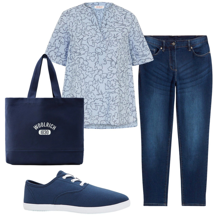 Outfit donna - Total look #2424390. Stile Casual per Tutti i giorni. Abbinamento con sneakers, jeans boyfriend, tuniche, borse tote.