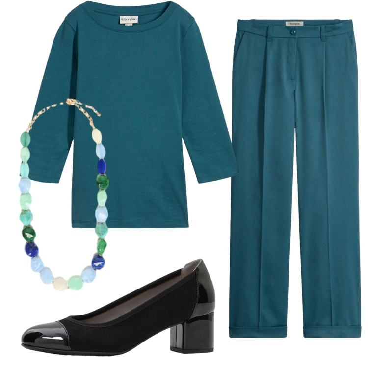 Outfit donna - Total look #2424402. Stile Basic per Ufficio. Abbinamento con décolleté, pantaloni, t-shirt, collane.