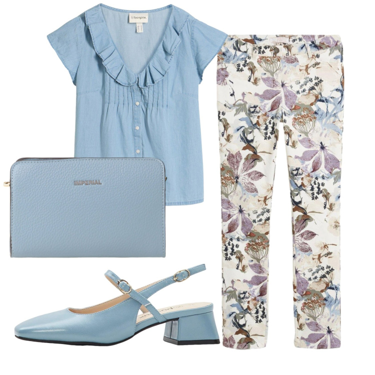 Outfit donna - Total look #2424420. Stile Romantica per Ufficio. Abbinamento con top, décolleté, pantaloni, borse a tracolla.