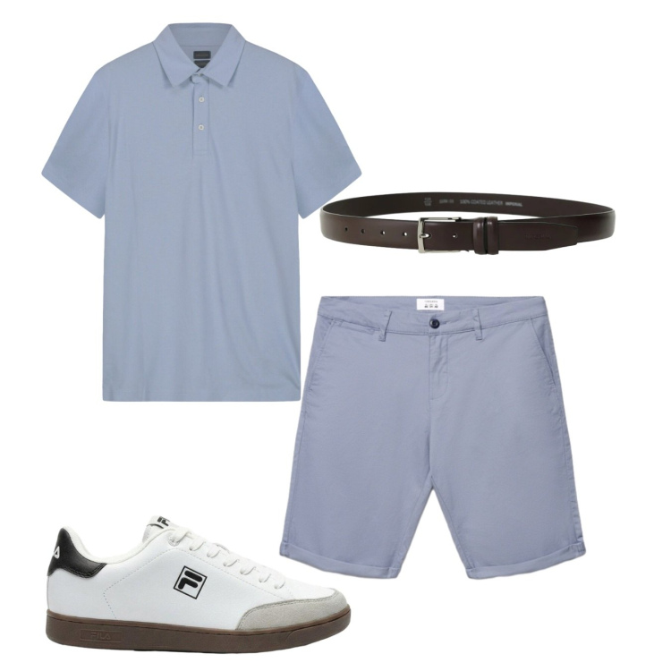 Outfit uomo - Avion. Stile Casual per Tutti i giorni. Abbinamento con sneakers, shorts, polo, cinture.