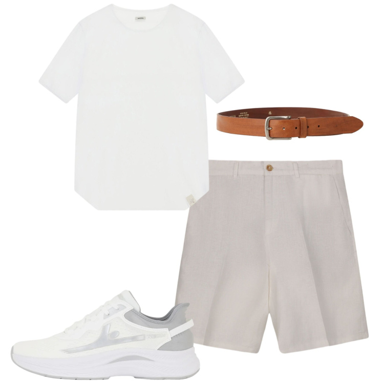 Outfit uomo - Light. Stile Casual per Tutti i giorni. Abbinamento con sneakers, bermuda, t-shirt, cinture.