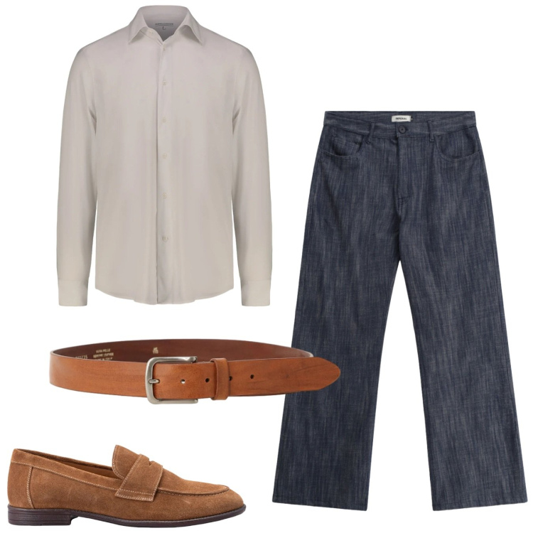 Outfit uomo - Accessori cuoio. Stile Casual per Tutti i giorni. Abbinamento con scarpe stringate, camicie, jeans, cinture.