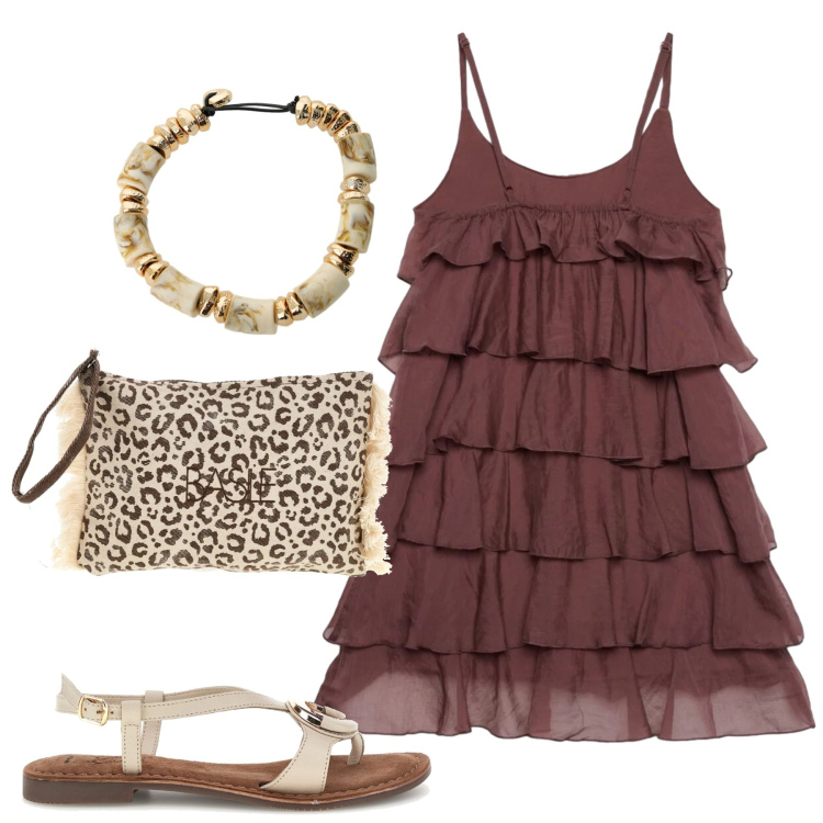 Outfit donna - Oroscopo Il cancro - Maree emotive. Stile Chic per Serata fuori. Abbinamento con vestiti corti, braccialetti, pochette, sandali.