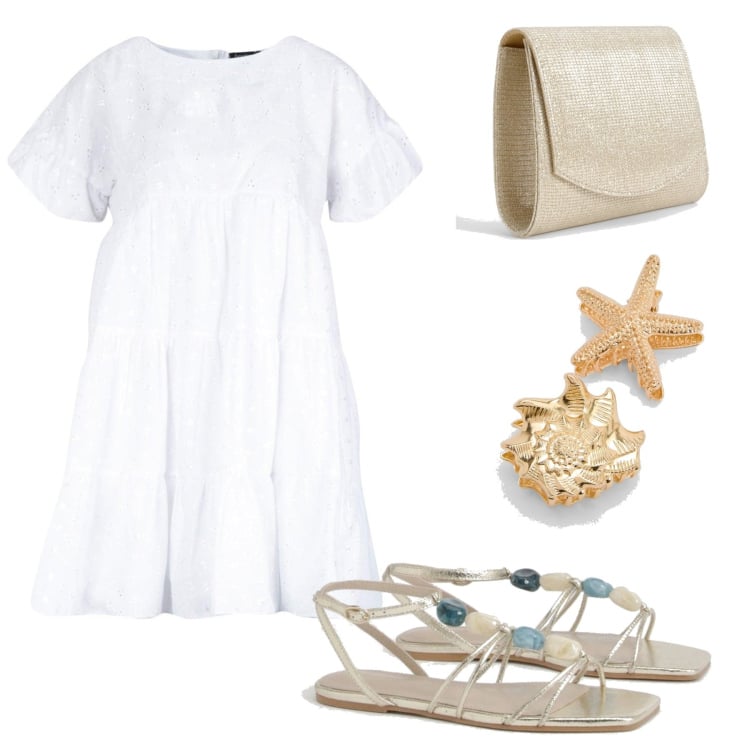 Outfit femme - Sous le soleil. Style Bon Ton pour Tous les jours. Assortir avec combinaisons, pochette, sandales, accessoires pour cheveux.