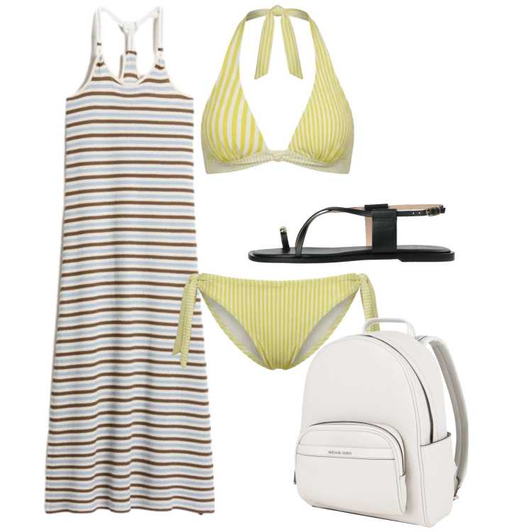 Outfit donna - Giugno. Stile Bon Ton per Mare. Abbinamento con zaini, ciabatte, bikini, vestiti lunghi.