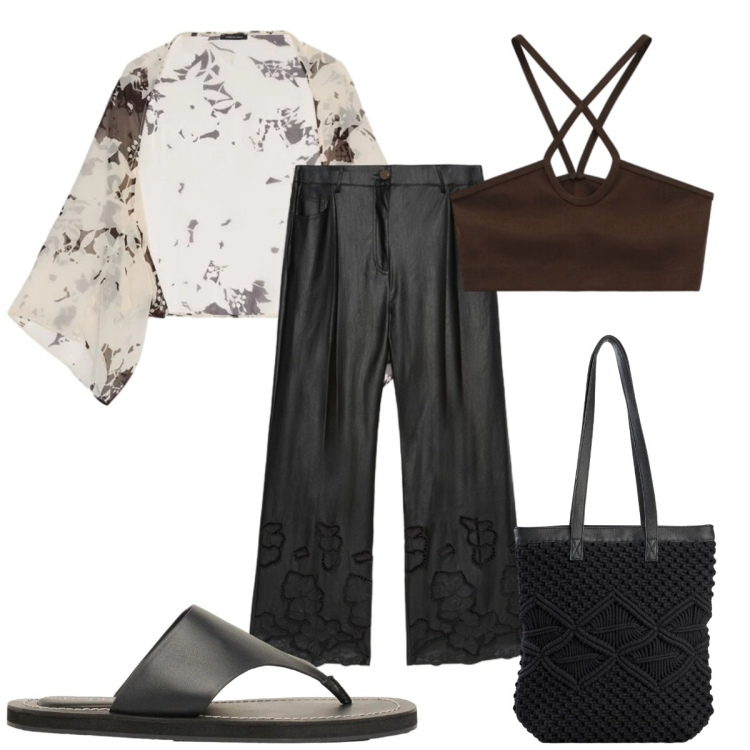 Outfit donna - Total look #2424557. Stile Etnico per Tutti i giorni. Abbinamento con shopping bag, infradito, top, pantaloni, bolero.