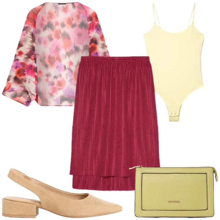 Outfit donna - Total look #2424574. Stile Trendy per Tutti i giorni. Abbinamento con décolleté, canottiere, borse a tracolla, gonne, blazer.
