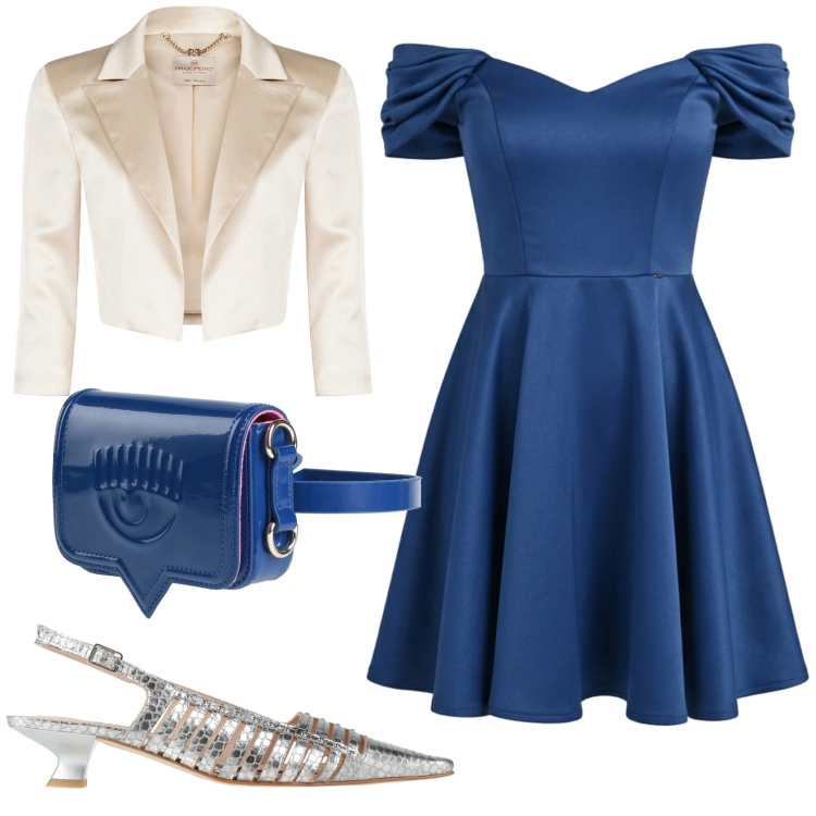 Outfit donna - Total look #2424588. Stile Trendy per Cerimonia. Abbinamento con marsupi, décolleté, bolero, vestiti corti.