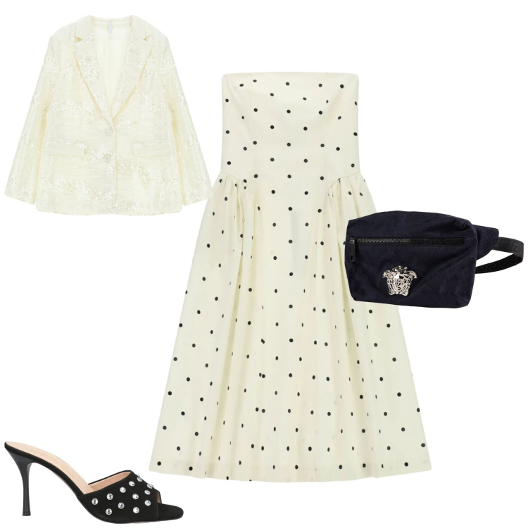 Outfit donna - Cerimonia evento serata. Stile Chic per Cerimonia. Abbinamento con marsupi, sandali in pelle, blazer, vestiti midi/longuette.
