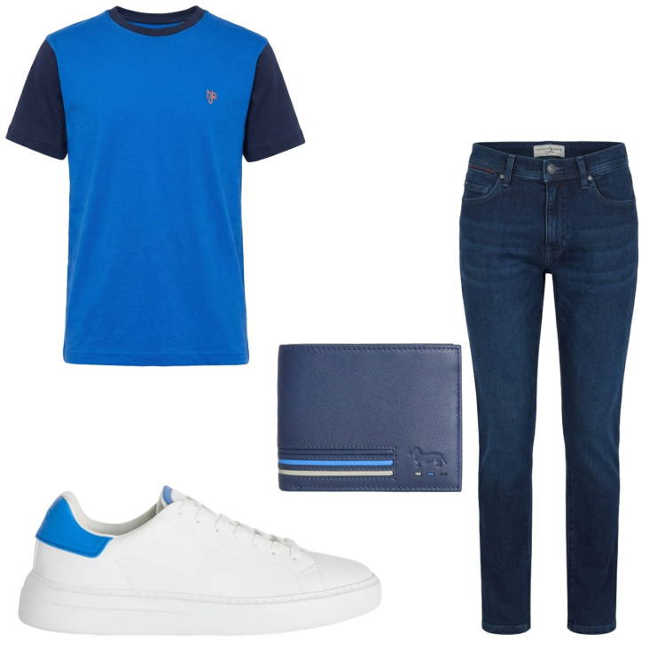 Outfit uomo - Total look #2424674. Stile Casual per Tutti i giorni. Abbinamento con sneakers, portafogli, jeans slim fit, t-shirt.