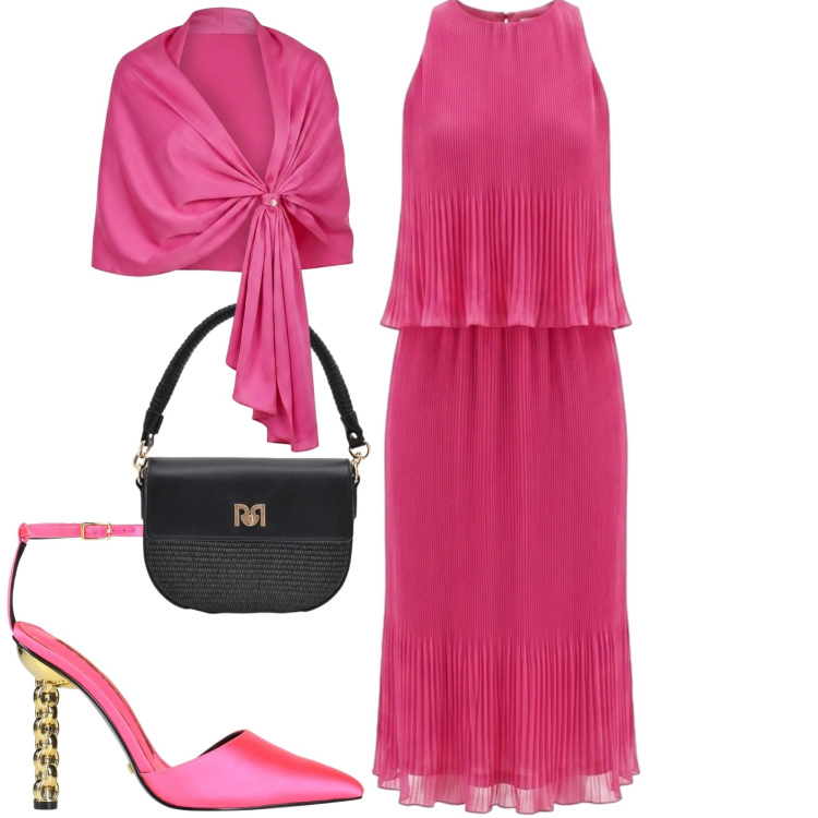 Outfit donna - Cerimonia. Stile Glamour per Cerimonia. Abbinamento con décolleté, vestiti midi/longuette, borse a spalla, stole.