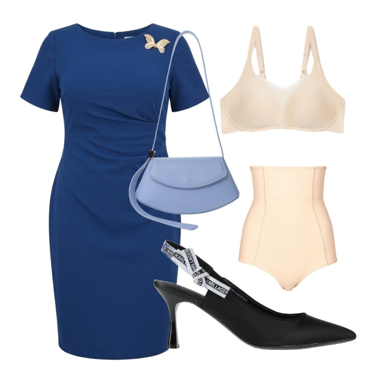 Outfit donna - Madrina. Stile Bon Ton per Cerimonia. Abbinamento con décolleté, culotte, borse a spalla, vestiti a tubino, reggiseni.