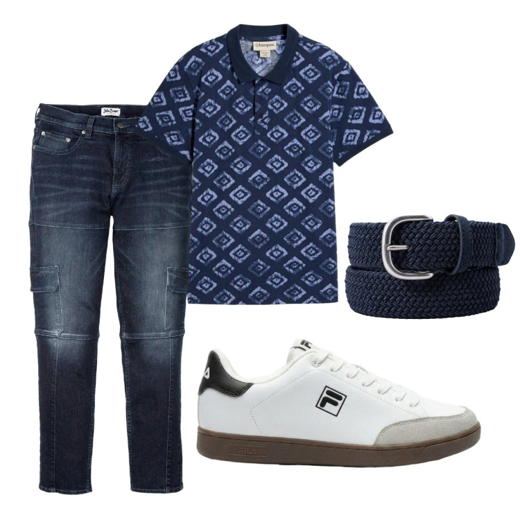 Outfit uomo - Total look #2424876. Stile Casual per Tutti i giorni. Abbinamento con jeans slim fit, sneakers, polo, cinture.