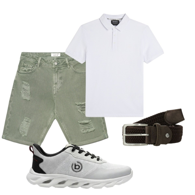 Outfit uomo - Total look #2424878. Stile Casual per Tutti i giorni. Abbinamento con sneakers, bermuda, polo, cinture.