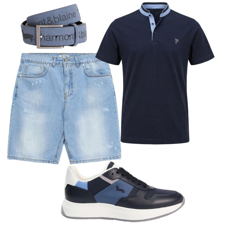 Outfit uomo - Total look #2424879. Stile Casual per Tutti i giorni. Abbinamento con cinture, polo, sneakers, bermuda.