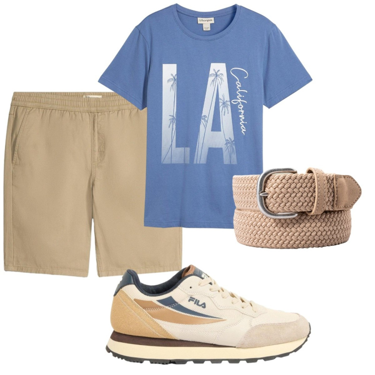 Outfit uomo - Total look #2424880. Stile Casual per Tutti i giorni. Abbinamento con sneakers, bermuda, t-shirt, cinture.