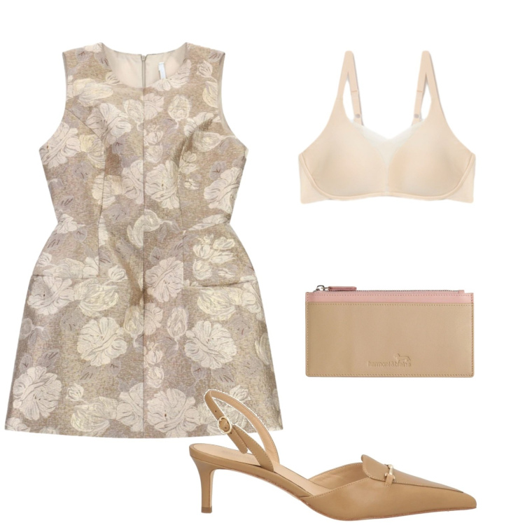 Outfit donna - Raffinata. Stile Glamour per Cerimonia. Abbinamento con décolleté, portafogli, vestiti corti, reggiseni.