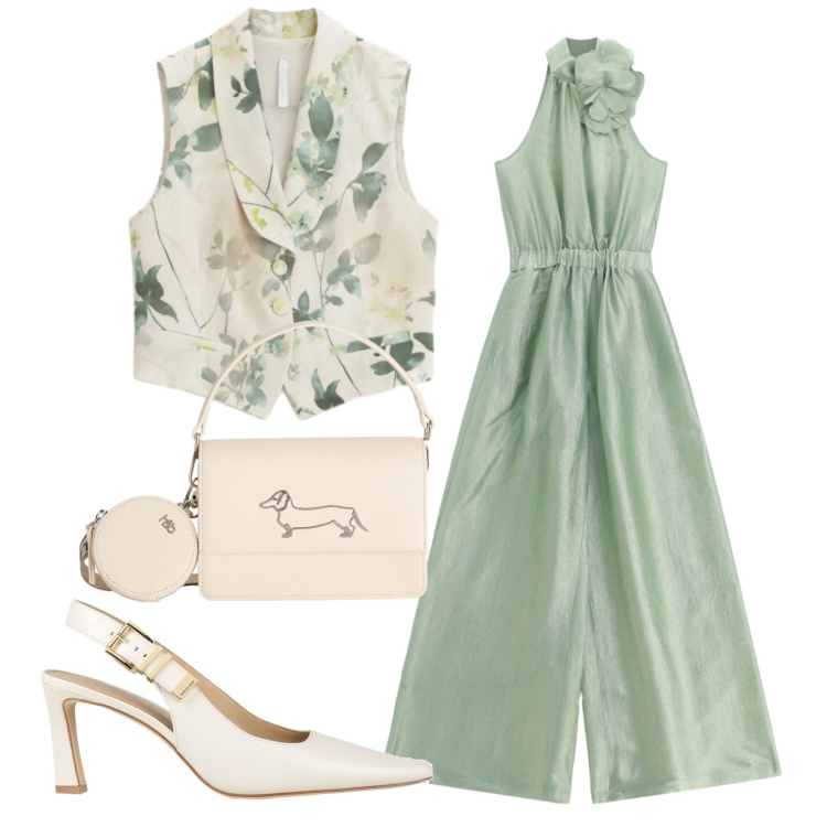 Outfit donna - Total look #2424899. Stile Chic per Cerimonia. Abbinamento con décolleté, borse a tracolla, tute, gilet.