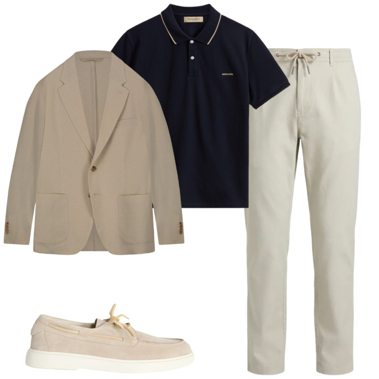 Outfit uomo - Con la polo. Stile Casual per Tutti i giorni. Abbinamento con scarpe stringate, pantaloni, polo, giacche.