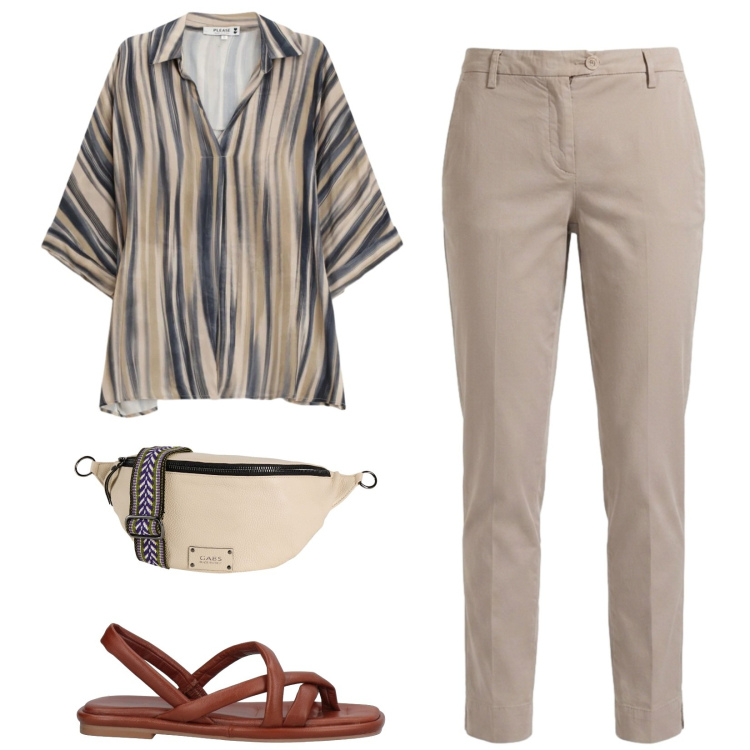 Outfit donna - Total look #2424914. Stile Casual per Tutti i giorni. Abbinamento con ciabatte, marsupi, pantaloni, camicie.