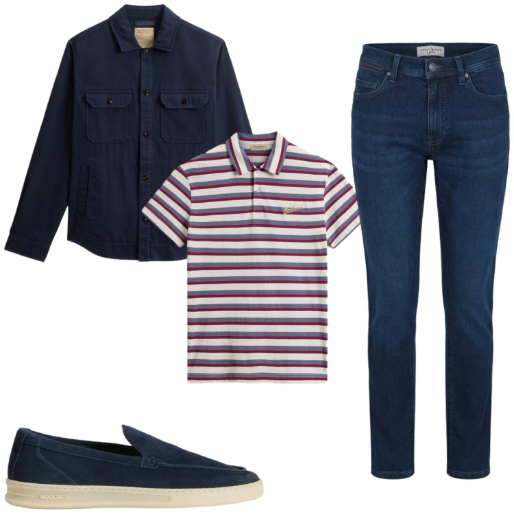 Outfit uomo - Total look #2424916. Stile Casual per Tutti i giorni. Abbinamento con jeans slim fit, polo, scarpe stringate, cappotti.