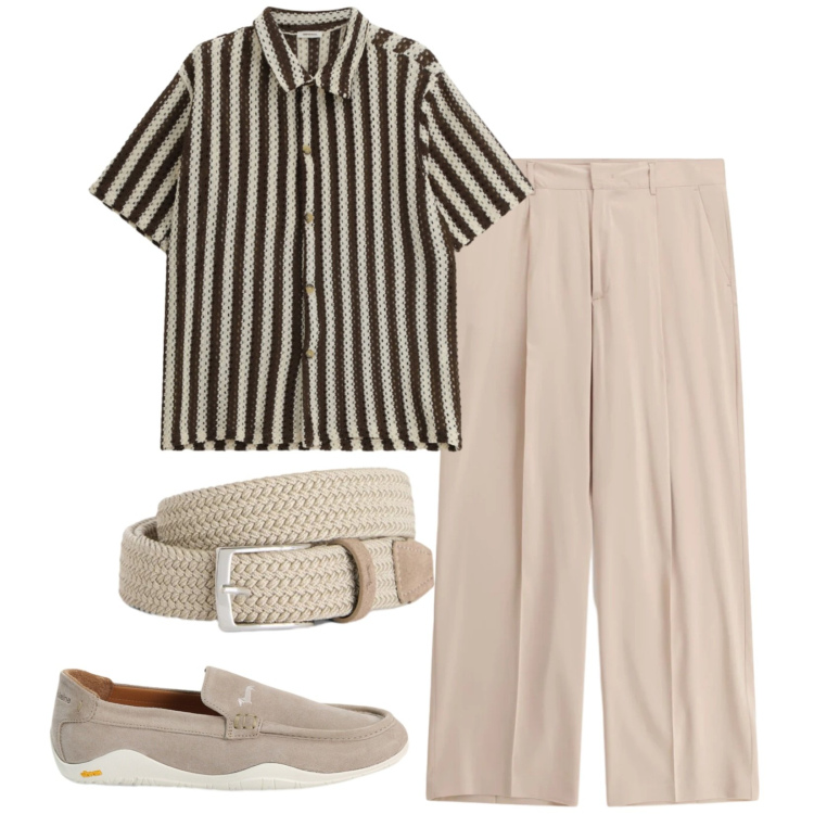Outfit uomo - Total look #2424920. Stile Trendy per Serata speciale. Abbinamento con scarpe stringate, cinture, camicie a manica corta, pantaloni.