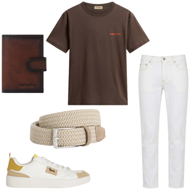 Outfit uomo - Total look #2424933. Stile Casual per Tutti i giorni. Abbinamento con sneakers, jeans, cinture, t-shirt, portafogli.