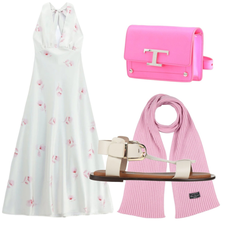 Outfit donna - Il vestito vaporoso. Stile Glamour per Serata fuori. Abbinamento con marsupi, sandali alla schiava, sciarpe, vestiti lunghi.