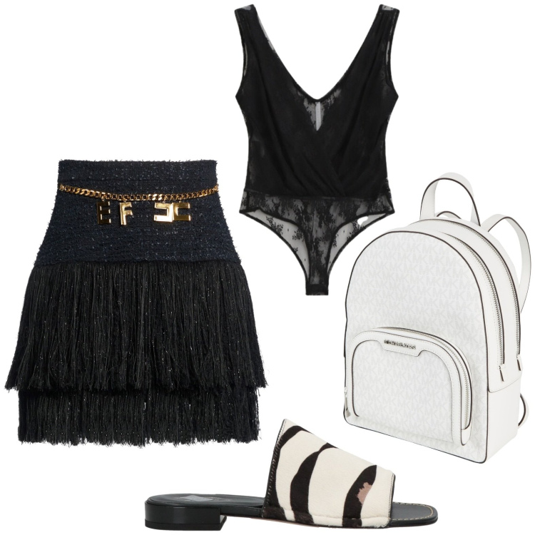 Outfit donna - Sandali cool. Stile Glamour per Tutti i giorni. Abbinamento con zaini, minigonne, sandali in pelle, top.